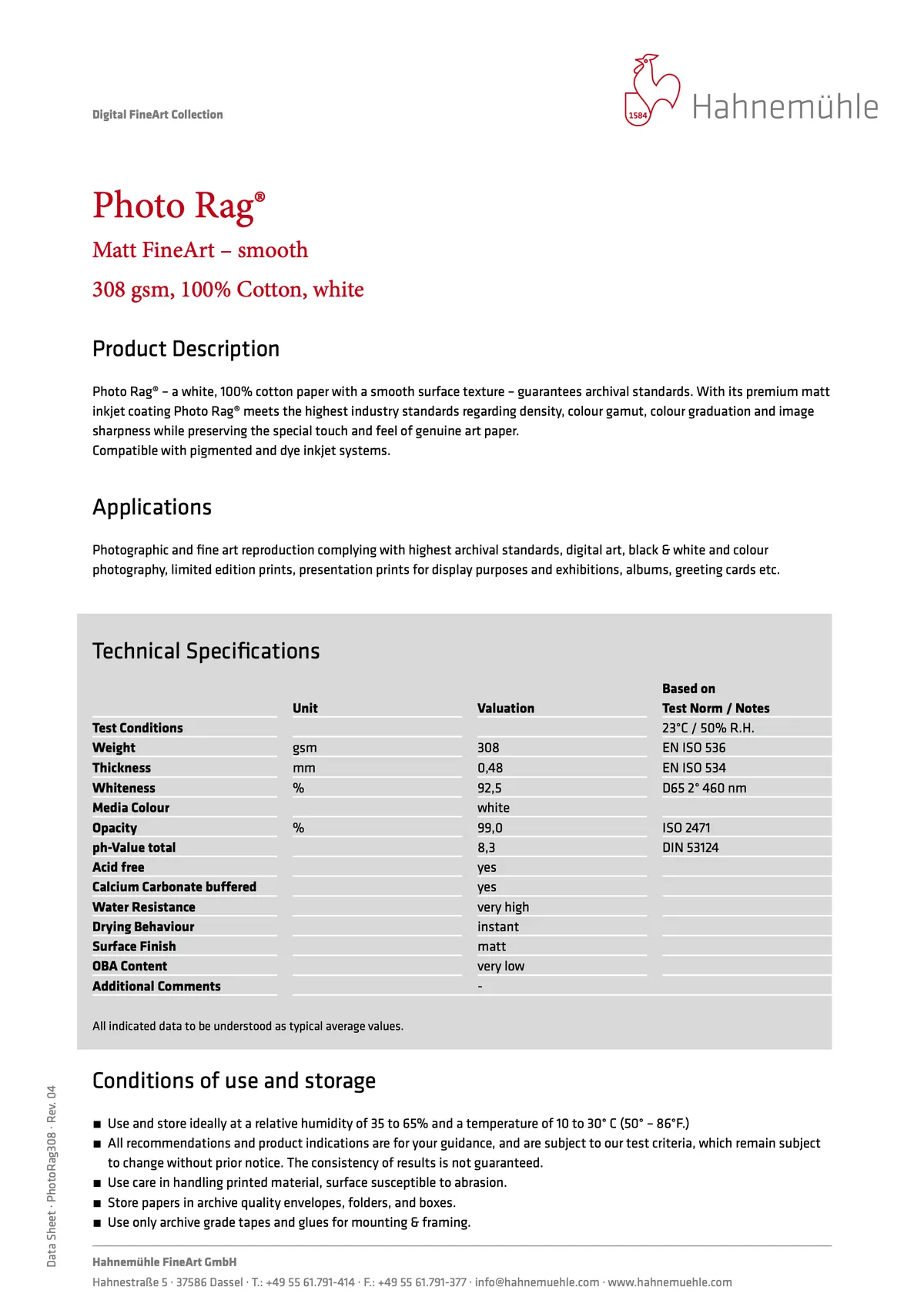 Hahnemühle Photo Rag 308g